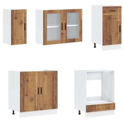 Berkfield Home 8 Piece Kitchen Cabinet Set Kalmar Old Wood Engineered Wood in Brown - thumbnail 4