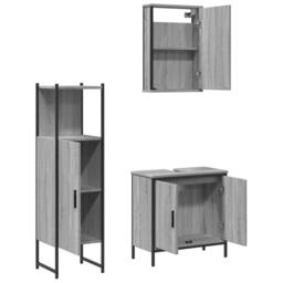 Berkfield Home Durable 3 Piece Bathroom Furniture Set Grey Sonoma Engineered Wood - thumbnail 6