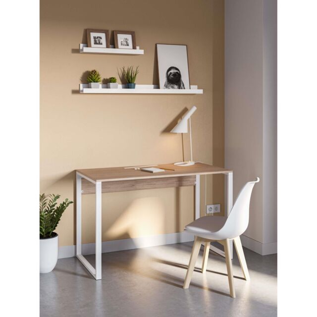 Decortie Inna' Modern Work Table with Sturdy Black Metal Legs 110cm in Natural - Size: 1 Pack - image 1