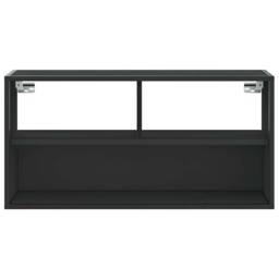 Berkfield Home TV Cabinet Black 80x31x39.5 cm Engineered Wood & Metal - thumbnail 4