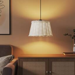 Berkfield Home Charming Ceiling Lamp Shade White √ò38x23 cm Wicker - Size: 38x23 cm