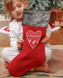 Dibor Set of 4 Red Nordic Heart Xmas Tree Christmas Gift Bag Stocking - Size: 4 Pack - thumbnail 3