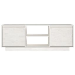 Berkfield Home TV Cabinet White 110x30x40 cm Solid Pinewood - Size: 110 x 30 x 40 cm - thumbnail 5
