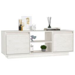 Berkfield Home TV Cabinet White 110x30x40 cm Solid Pinewood - Size: 110 x 30 x 40 cm - thumbnail 4