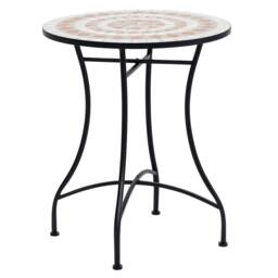 OUTSUNNY Mosaic Table Round Ceramic Bistro Garden Furniture Side Bar Table Patio in Black - thumbnail 2
