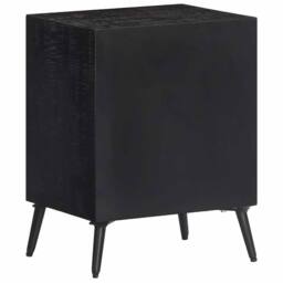 Berkfield Home Bedside Cabinet 40x30x50 cm Solid Wood Teak in Black - Size: 40 x 30 x 50 cm - thumbnail 6
