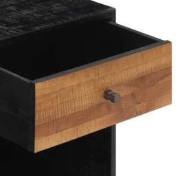 Berkfield Home Bedside Cabinet 40x30x50 cm Solid Wood Teak in Black - Size: 40 x 30 x 50 cm - thumbnail 8