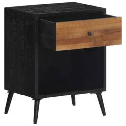 Berkfield Home Bedside Cabinet 40x30x50 cm Solid Wood Teak in Black - Size: 40 x 30 x 50 cm
