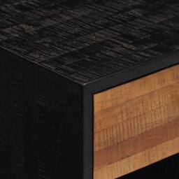 Berkfield Home Bedside Cabinet 40x30x50 cm Solid Wood Teak in Black - Size: 40 x 30 x 50 cm - thumbnail 7