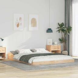 Berkfield Home Modern Brown 150 x 200 cm Solid pine wood in Light Oak - thumbnail 2