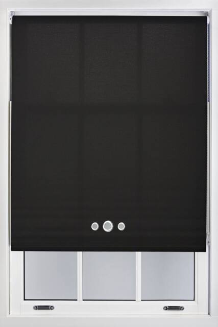 Furnished Black Daylight Roller Blind with Triple Chrome Round Eyelets - Trimmable Window Shade - Size: 150 cm width x 210 cm drop - image 1