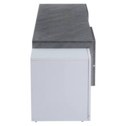 Merax Modern LED TV Stand for TVs with 4 Doors & Adjustable Glass Shelves in White - thumbnail 9
