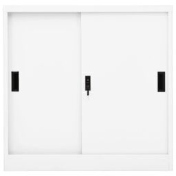 Berkfield Home Office Cabinet with Sliding Door White 90x40x90 cm Steel - Size: 90 x 40 x 90 cm - thumbnail 2