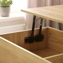 Home Source Wooden Coffee Table With Lift Up Top & 2 Large Storage Drawers in Light Oak - thumbnail 5