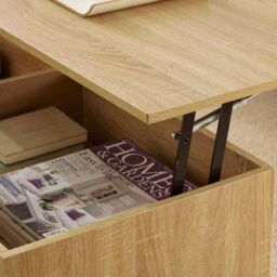 Home Source Wooden Coffee Table With Lift Up Top & 2 Large Storage Drawers in Light Oak - thumbnail 4