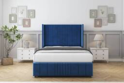 "Comfort Beds Grace Plush Divan Base 2 Drawers - 54"" Wingback-Footboard in Navy - Size: King" - thumbnail 3