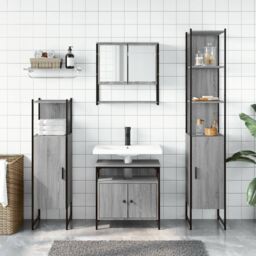 Berkfield Home 4 Piece Bathroom Furniture Set Grey Sonoma Engineered Wood - thumbnail 3
