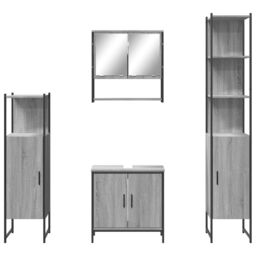 Berkfield Home 4 Piece Bathroom Furniture Set Grey Sonoma Engineered Wood - thumbnail 6