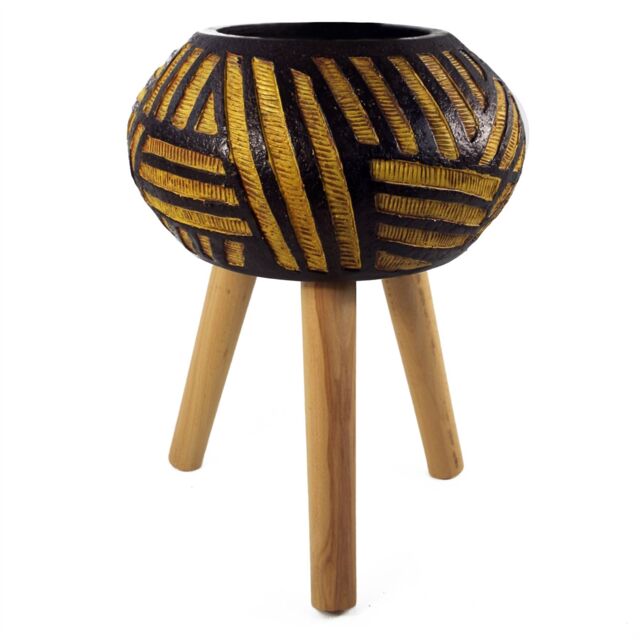 Leaf Large Planters Plant Pots Bali fibreglass composite Oval 45cm x 34cm Botanik in Dark Brown - Size: 45 cm x 34 cm - image 1