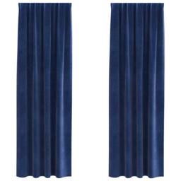 Berkfield Home Blackout Curtains with Top Tape 2 pcs Dark Blue Velvet in Navy