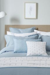 Murmur 'Hush' Cotton Percale Square Pillowcase in Blue - thumbnail 2