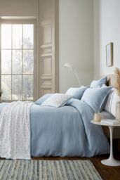 Murmur 'Hush' Cotton Percale Square Pillowcase in Blue - thumbnail 3