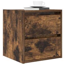 Berkfield Home Wall-mounted Bedside Cabinet Smoked Oak 38x34x40 cm in Brown - Size: 38 x 34 x 40 cm - thumbnail 4