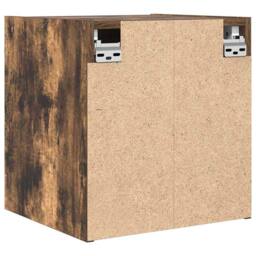 Berkfield Home Wall-mounted Bedside Cabinet Smoked Oak 38x34x40 cm in Brown - Size: 38 x 34 x 40 cm - thumbnail 8