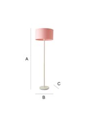 ValueLights Charlie White Metal Single Stem Floor Lamp with Fabric Drum Lamp Shade in Dusty Pink - thumbnail 9