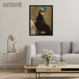 "Artery8 Alfred Henry Maurer Portrait of a Woman in Black Framed Canvas Art in Brown - Size: W12"" x H16""" - thumbnail 3