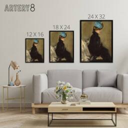 "Artery8 Alfred Henry Maurer Portrait of a Woman in Black Framed Canvas Art in Brown - Size: W12"" x H16""" - thumbnail 4