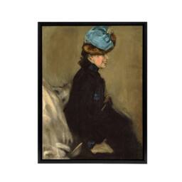 "Artery8 Alfred Henry Maurer Portrait of a Woman in Black Framed Canvas Art in Brown - Size: W12"" x H16""" - thumbnail 1