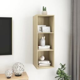 Berkfield Home Wall-mounted TV Cabinet Sonoma Oak 37x37x107 cm Engineered Wood in Brown - Size: 37 x 37 x 107 cm - thumbnail 6
