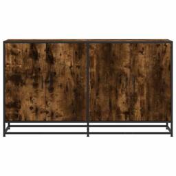 Berkfield Home Sideboard Smoked Oak 134x35x76 cm Engineered Wood in Brown - Size: 134 x 35 x 76 cm - thumbnail 4