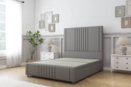 "Comfort Beds Royal Dumfries Divan Base 2 Drawers - 54"" Headboard-Footboard in Light Grey - Size: Double" - thumbnail 2