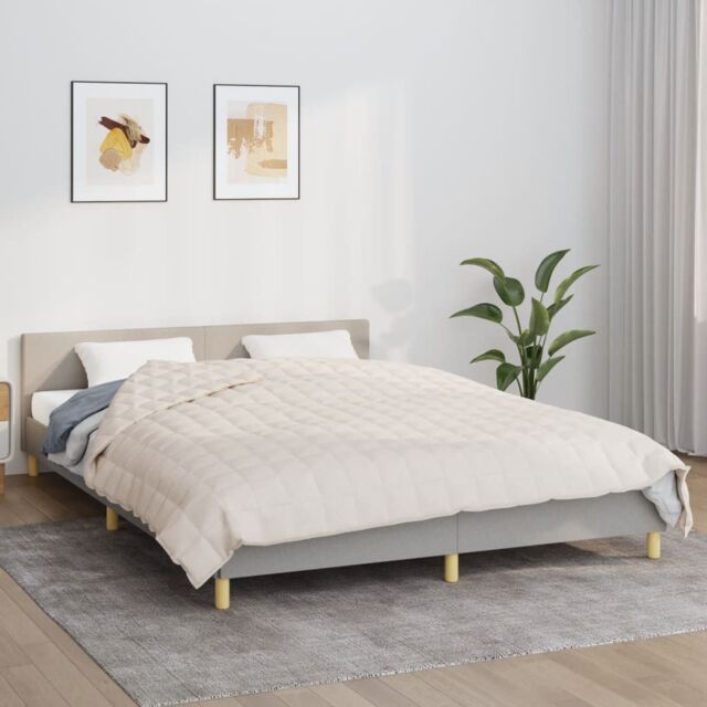 Berkfield Home Weighted Blanket Light Cream 220x240 cm King 15 kg Fabric - image 1