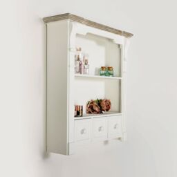 Melody Maison White Wooden Wall Shelf Unit With Drawers - 59cm X 68cm in Off-White - Size: 59 cm X 68 cm - thumbnail 5