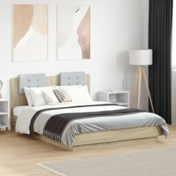 Berkfield Home Bed Frame without Mattress Sonoma Oak 120x190 cm Small Double in Brown - thumbnail 1
