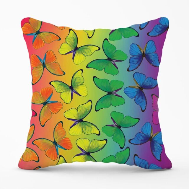 Warren Reed - Designer Multicoloured Butterfly Pattern Outdoor Cushion in Green - Size: 45 cm x 45 cm - image 1