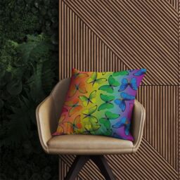 Warren Reed - Designer Multicoloured Butterfly Pattern Outdoor Cushion in Green - Size: 45 cm x 45 cm - thumbnail 2