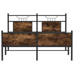 Berkfield Home Durable Bed Frame without Mattress Smoked Oak 140x200 cm Engineer in Brown - thumbnail 6