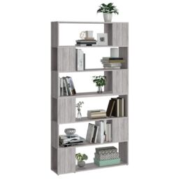 Berkfield Home Book Cabinet/Room Divider Grey Sonoma 100x24x188 cm - Size: 100 x 24 x 188 cm - thumbnail 4