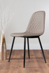 FurnitureboxUK Carson White Marble Effect Square Dining Table & 2 Faux Leather Corona Black Leg Chairs in Beige - thumbnail 4