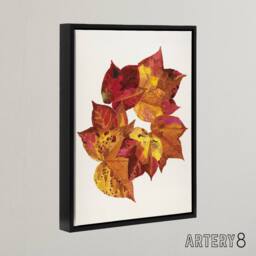 "Artery8 Autumn Leaves Leaf Patterns Reijer Stolk Framed Canvas Wall Art Print in White - Size: W18"" x H24""" - thumbnail 2