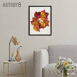 "Artery8 Autumn Leaves Leaf Patterns Reijer Stolk Framed Canvas Wall Art Print in White - Size: W18"" x H24""" - thumbnail 3
