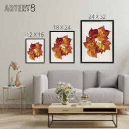 "Artery8 Autumn Leaves Leaf Patterns Reijer Stolk Framed Canvas Wall Art Print in White - Size: W18"" x H24""" - thumbnail 4