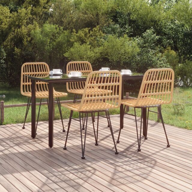 Berkfield Home 5 Piece Garden Dining Set Poly Rattan in Brown - image 1