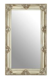 Orsina Stately Design Champagne Bead & Reel Wall Mirror, Grand Slim Mirror, Versatile Display Hallway Mirror in Silver - thumbnail 1
