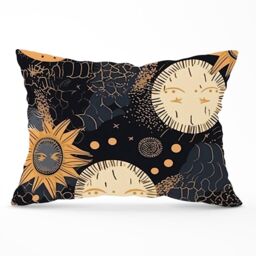 Warren Reed - Designer Gold Sun & Moon Cushions in Yellow - Size: 60 cm x 60 cm - thumbnail 1