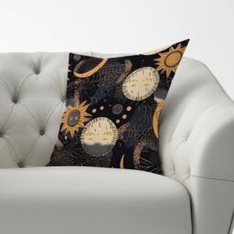 Warren Reed - Designer Gold Sun & Moon Cushions in Yellow - Size: 60 cm x 60 cm - thumbnail 2